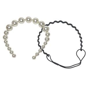 Headband Bundle Pearl & Black Wavy Set Classic Hair Accessories
